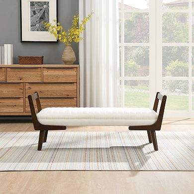 GOODSILO Mid Century Modern Upholstered Bench with Channeled Tufted Design