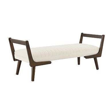 GOODSILO Mid Century Modern Upholstered Bench with Channeled Tufted Design