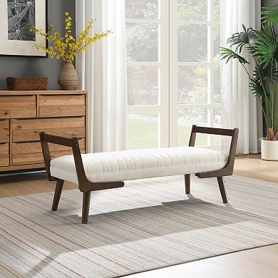GOODSILO Mid Century Modern Upholstered Bench with Channeled Tufted Design