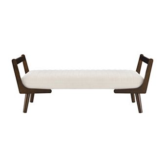 GOODSILO Mid Century Modern Upholstered Bench with Channeled Tufted Design