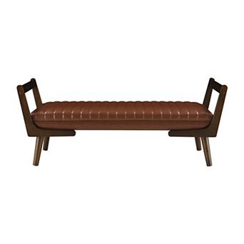 GOODSILO Mid Century Modern Upholstered Bench with Channeled Tufted Design