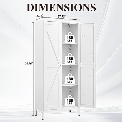 GOODSILO Adjustable Height Metal Storage Cabinet with 2 Doors & Custom Shelving