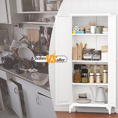 GOODSILO Adjustable Height Metal Storage Cabinet with 2 Doors & Custom Shelving