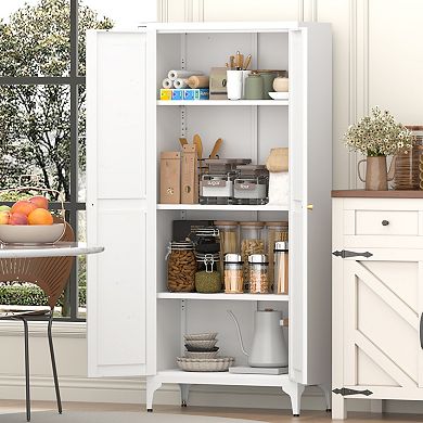 GOODSILO Adjustable Height Metal Storage Cabinet with 2 Doors & Custom Shelving