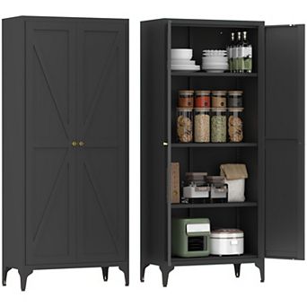 GOODSILO Adjustable Height Metal Storage Cabinet with 2 Doors & Custom Shelving