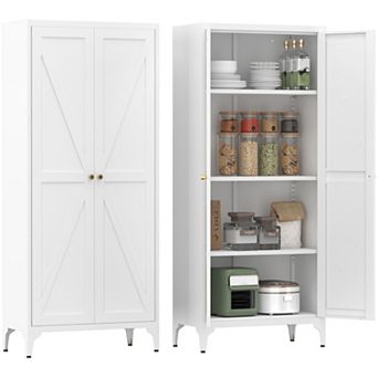 GOODSILO Adjustable Height Metal Storage Cabinet with 2 Doors & Custom Shelving