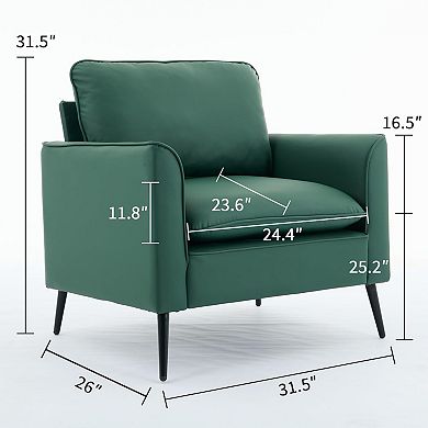 GOODSILO Modern Faux Leather Accent Chairs (Set of 2) with Overstuffed Pillows