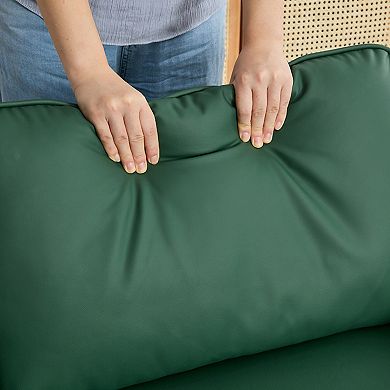 GOODSILO Modern Faux Leather Accent Chairs (Set of 2) with Overstuffed Pillows