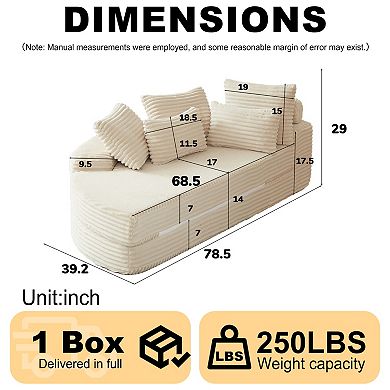 GOODSILO Semi-Circular Modular Lounge Sofa Bed with Recliner Functionality