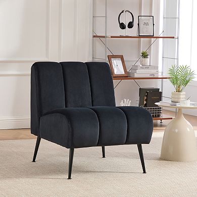 GOODSILO Modern Upholstered Armless Accent Chair with Rubber Wood Legs