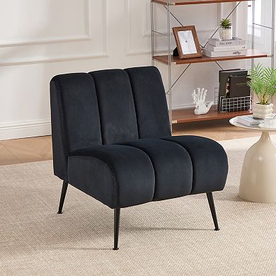 GOODSILO Modern Upholstered Armless Accent Chair with Rubber Wood Legs