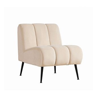 GOODSILO Modern Upholstered Armless Accent Chair with Rubber Wood Legs