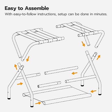 Luggage Rack, Folding Suitcase Stand with Fabric Storage Shelf for Guest Room, Bedroom