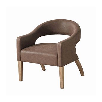 GOODSILO Modern Upholstered Barrel Accent Armchair with Solid Wood Legs for Dining and Living Room