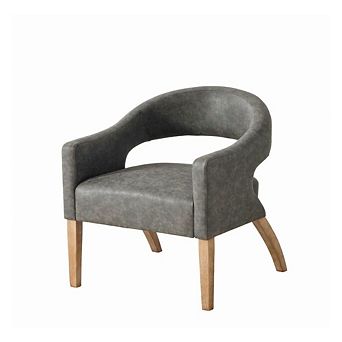 GOODSILO Modern Upholstered Barrel Accent Armchair with Solid Wood Legs for Dining and Living Room