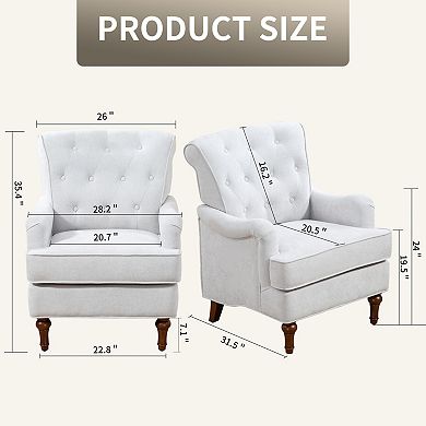 GOODSILO Comfortable Upholstered Armchair with Chenille Fabric and Wooden Legs