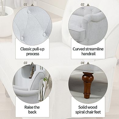 GOODSILO Comfortable Upholstered Armchair with Chenille Fabric and Wooden Legs