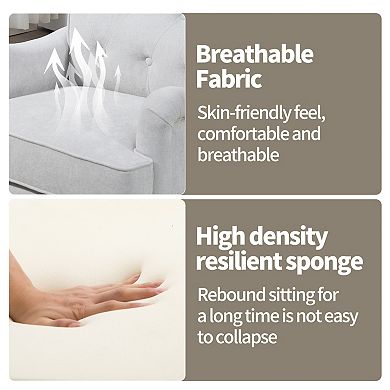 GOODSILO Comfortable Upholstered Armchair with Chenille Fabric and Wooden Legs