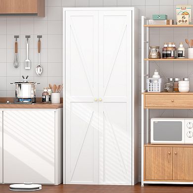 GOODSILO Tall Adjustable Shelf Steel Storage Cabinet with Two Doors for Kitchen Pantry Organization