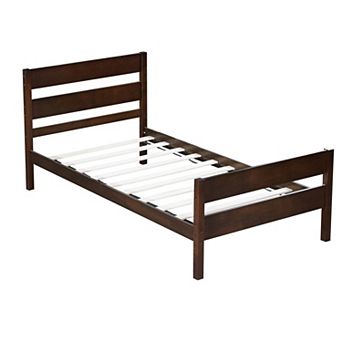 GOODSILO Minimalist Twin Bed Frame with Headboard and Under-Bed Storage