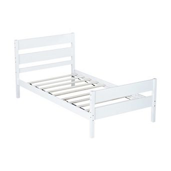 GOODSILO Minimalist Twin Bed Frame with Headboard and Under-Bed Storage