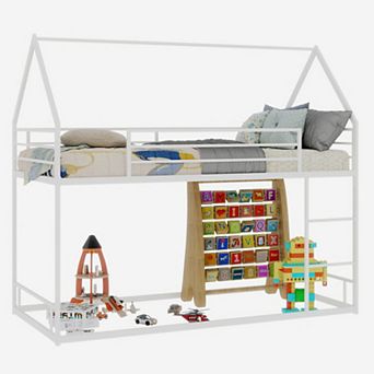 GOODSILO Sturdy Metal Twin Over Twin Bunk Bed with Safety Guardrails and Ladder