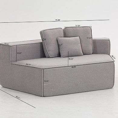 GOODSILO Modular Floor Sofa Chair with Soft Teddy Fleece and Plush Back Cushions