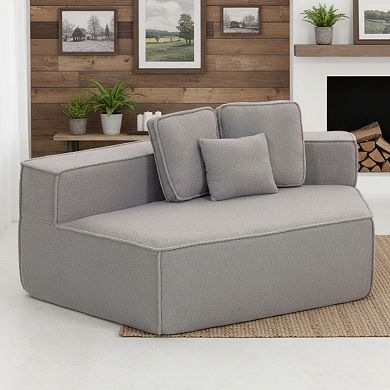 GOODSILO Modular Floor Sofa Chair with Soft Teddy Fleece and Plush Back Cushions