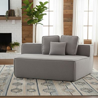 GOODSILO Modular Floor Sofa Chair with Soft Teddy Fleece and Plush Back Cushions