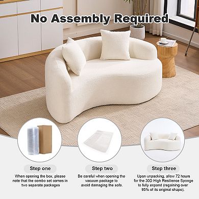 GOODSILO S-Curved Chenille Sectional Sofa, Single Unit