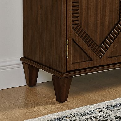 65.2" Mid Century Modern Bar Cabinet, Symmetrical Storage for Coffee/Wine Bar