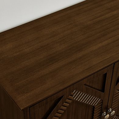 65.2" Mid Century Modern Bar Cabinet, Symmetrical Storage for Coffee/Wine Bar