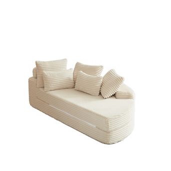 GOODSILO Corduroy Semi-Circular Two-Piece Sofa Bed Recliner with Neck Pillow