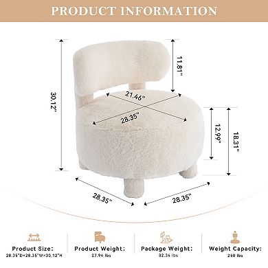 GOODSILO Fabric Accent Chair with Curved Backrest and Solid Wood Legs