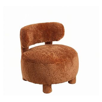 GOODSILO Fabric Accent Chair with Curved Backrest and Solid Wood Legs