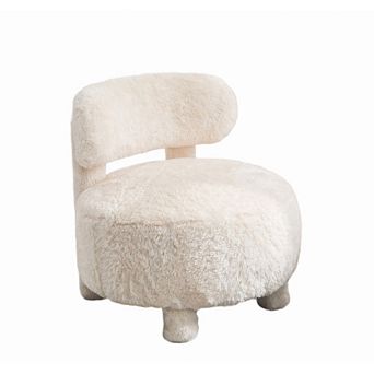 GOODSILO Fabric Accent Chair with Curved Backrest and Solid Wood Legs