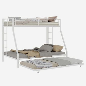 GOODSILO Space-Saving Three-Tier Bunk Bed with Trundle for Compact Living Spaces