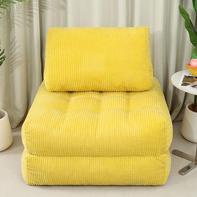 GOODSILO Cozy Fluffy Corduroy Fabric Beanbag Couch for Living Room & Be