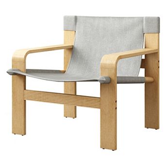 GOODSILO Modern Mid-Century Lounge Armchair with Solid Wood Frame and Linen Fabric