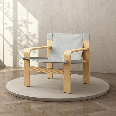 GOODSILO Modern Mid-Century Lounge Armchair with Solid Wood Frame and Linen Fabric
