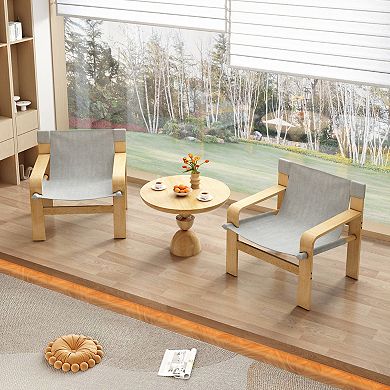 GOODSILO Modern Mid-Century Lounge Armchair with Solid Wood Frame and Linen Fabric