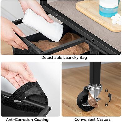 3 Section Laundry Sorter, Rolling Laundry Basket, Pull-Out and Removable Oxford Fabric Laundry Bags