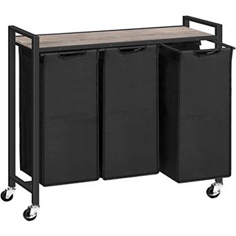 3 Section Laundry Sorter, Rolling Laundry Basket, Pull-Out and Removable Oxford Fabric Laundry Bags