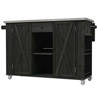 Outdoor Kitchen Island with Foldable Top