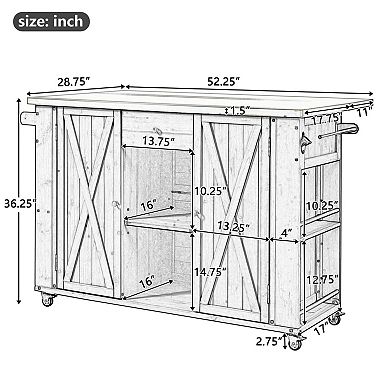 Outdoor Kitchen Island with Foldable Top