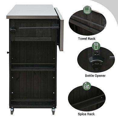 Outdoor Kitchen Island with Foldable Top