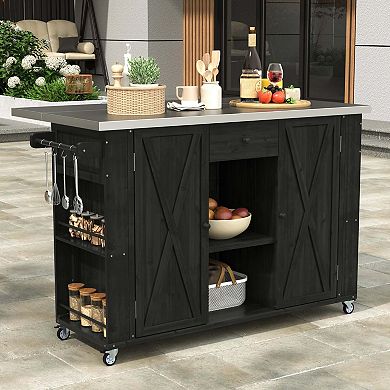 Outdoor Kitchen Island with Foldable Top