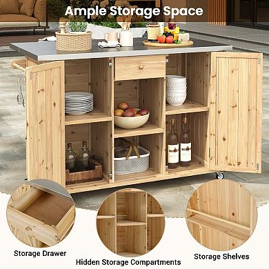 Outdoor Kitchen Island with Foldable Top