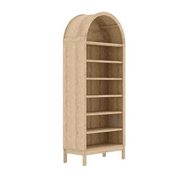 Arched Shoe Storage Cabinet for Entryway, 7 tier Wood Shoe Organizer with Adjustable Shelves