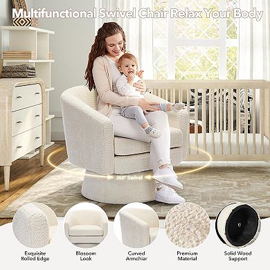 Swivel Accent Chair,360° Swivel Chair with Armrest,Comfy Round Armchair Single Sofa